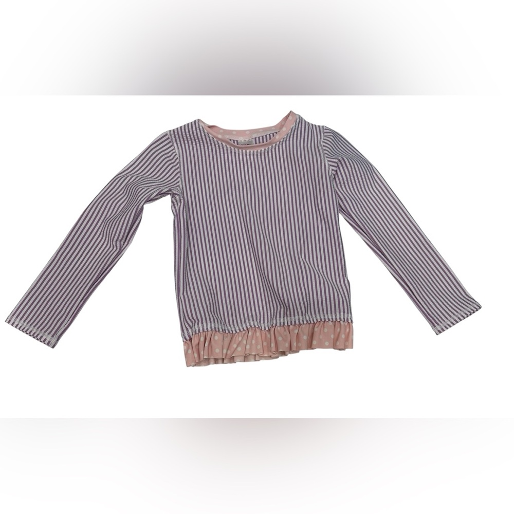 Ruffle Butts‎ • Purple Stripes  Long-Sleeve Rash Guard top- Girls Size 5